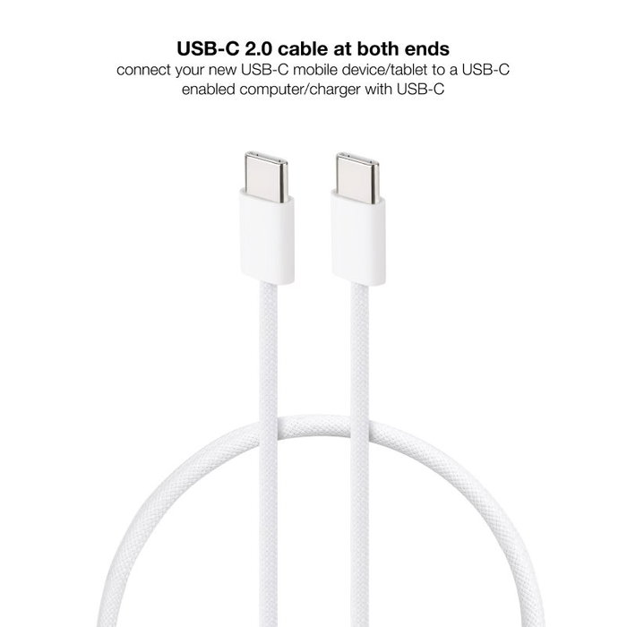 Nanocable Cable USB-C 2.0 de 60W 3A, 2 m, Blanco
